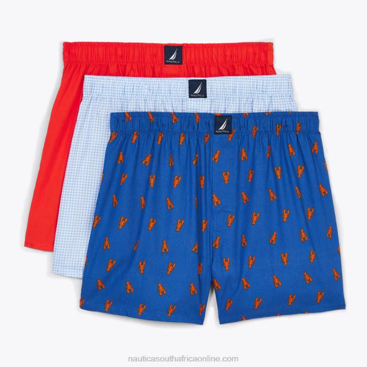 Blue Depths MenLobster Print Woven Boxers 3-Pack Nautica 6LZP109