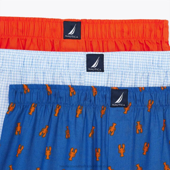 Blue Depths MenLobster Print Woven Boxers 3-Pack Nautica 6LZP109