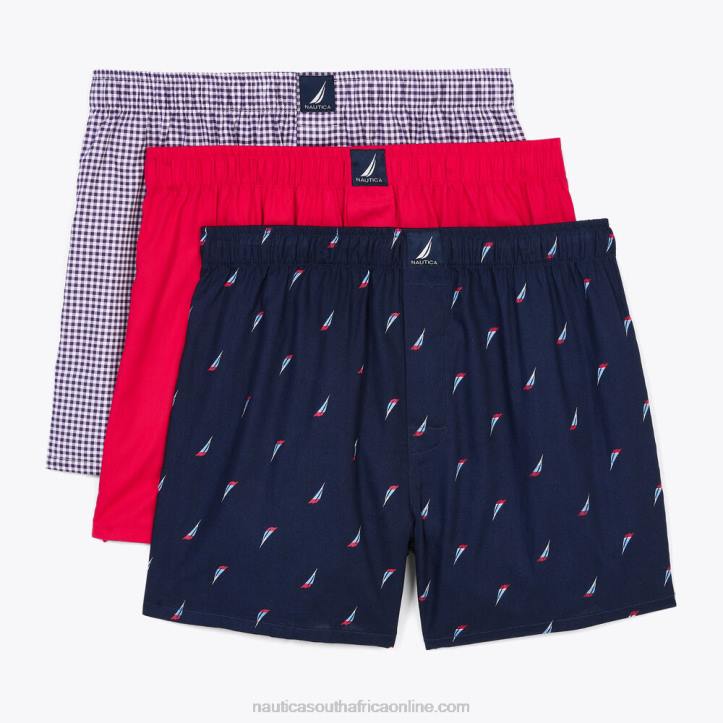 Blue Dive MenGingham Woven Boxers 3-Pack Nautica 6LZP108