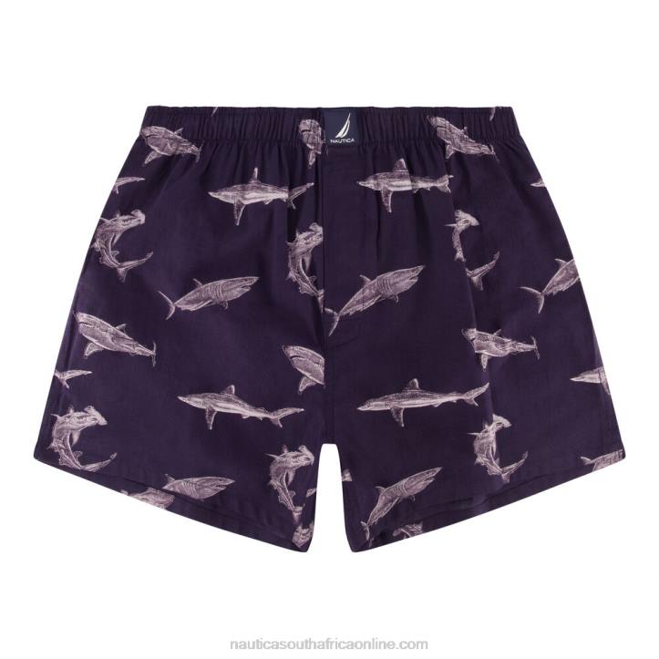Bolt Blue MenShark Print Woven Boxer Nautica 6LZP168