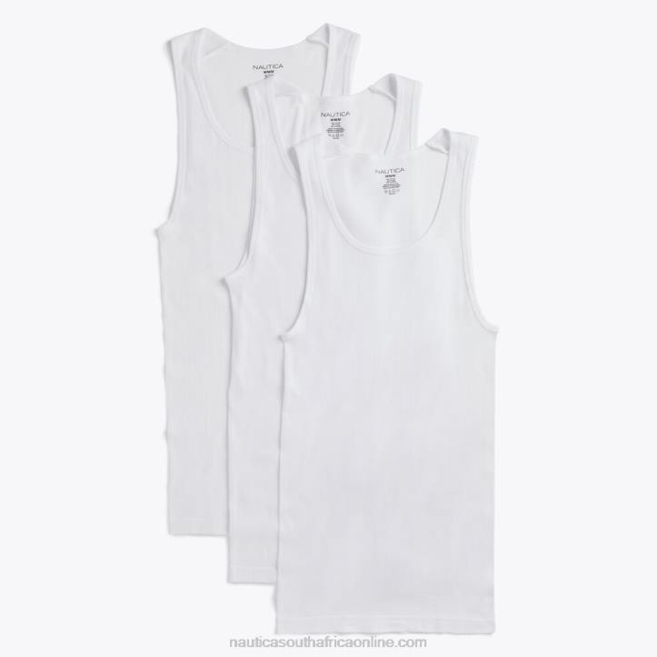 Bright White MenRibbed Tanks 3-Pack Nautica 6LZP69