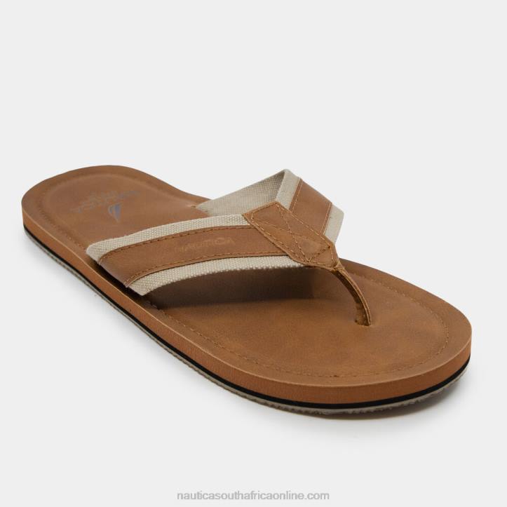 Military Tan MenLogo Embossed Thong Sandals Nautica 6LZP79