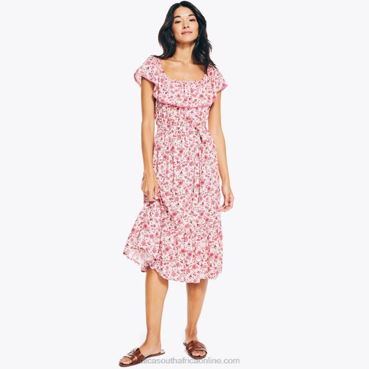 Flare Red WomenSustainably Crafted Floral Printed Dress Nautica 6LZP1005