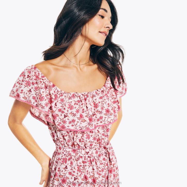 Flare Red WomenSustainably Crafted Floral Printed Dress Nautica 6LZP1005