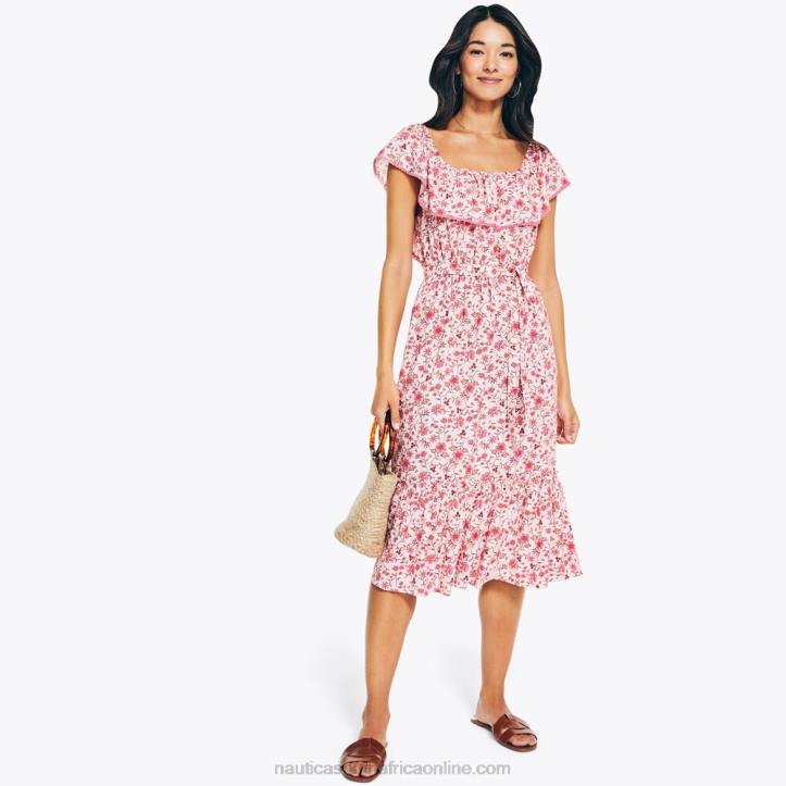 Flare Red WomenSustainably Crafted Floral Printed Dress Nautica 6LZP1005