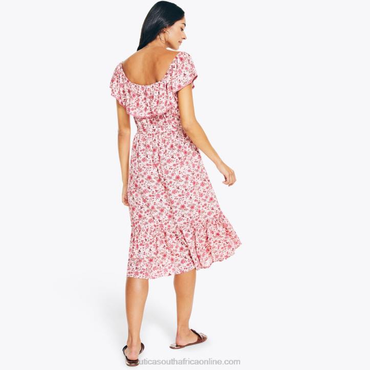 Flare Red WomenSustainably Crafted Floral Printed Dress Nautica 6LZP1005