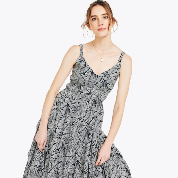 True Black WomenSustainably Crafted Cinch-Waist Printed Dress Nautica 6LZP905