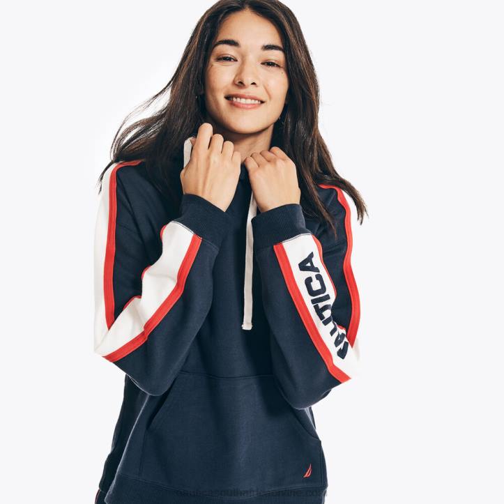 Stellar Blue Heather WomenColorblock Pullover Hoodie Nautica 6LZP747