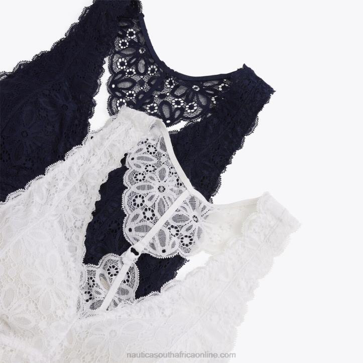 Antique White Wash WomenLace Racerback Bralette 2-Pack Nautica 6LZP973