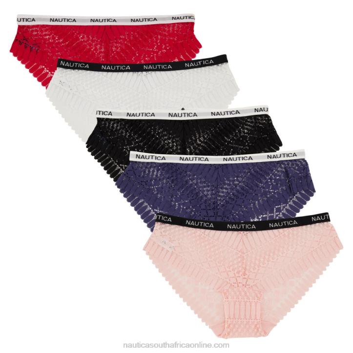 Black WomenJacquard Lace Hipster Briefs 5-Pack Nautica 6LZP845
