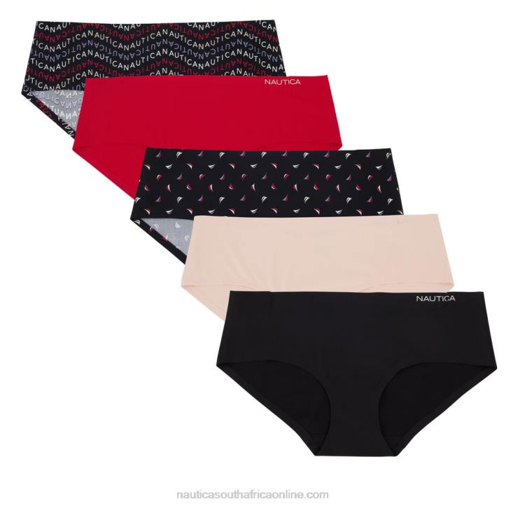 Black WomenLaser-Cut Hipster Briefs 5-Pack Nautica 6LZP1032