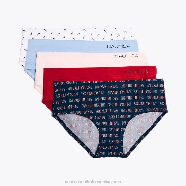 Workshirt Blue WomenLogo Printed Hipster Briefs 5-Pack Nautica 6LZP800