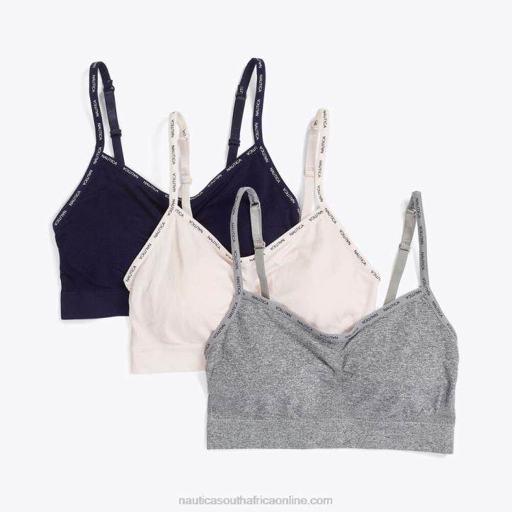 Workshirt Blue WomenSeamless Logo Trim Bralette 3-Pack Nautica 6LZP833