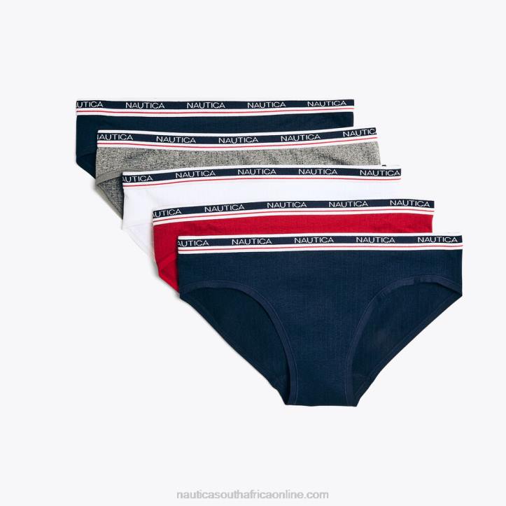 Workshirt Blue WomenSeamless Ribbed Logo Bikini Briefs 5-Pack Nautica 6LZP783