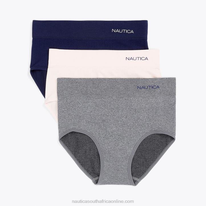 Workshirt Blue WomenSeamless Ribbed Logo Hipster Brief 3-Pack Nautica 6LZP1027