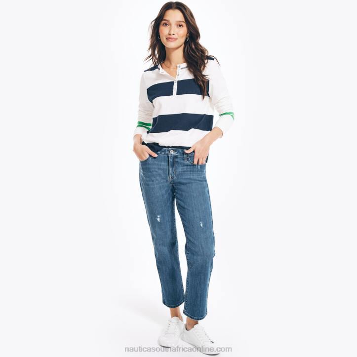 Workshirt Blue WomenSustainably Crafted True Flex Mid-Rise Straight Denim Nautica 6LZP776