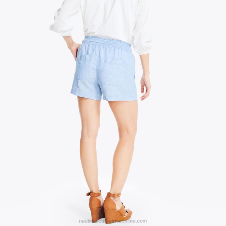 Medium Wash WomenSustainably Crafted 4.5\" Smocked Pull-On Linen Short Nautica 6LZP938