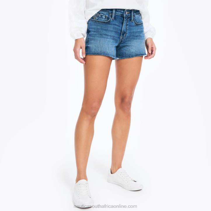 Plum Classico Women3.5\" Jeans Co. Sustainably Crafted Mid-Rise Frayed True Flex Short Nautica 6LZP904