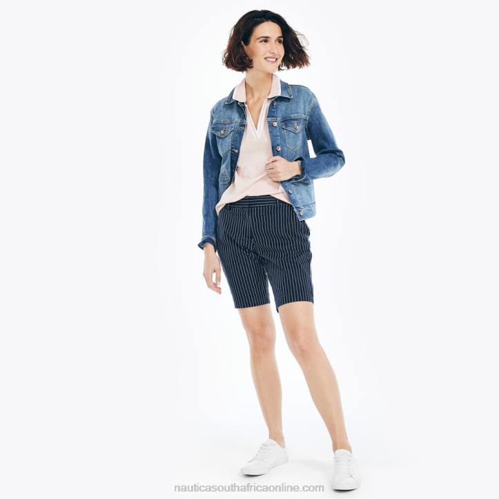 Stellar Blue Heather Women10\" Stretch-Twill Printed Striped Short Nautica 6LZP764