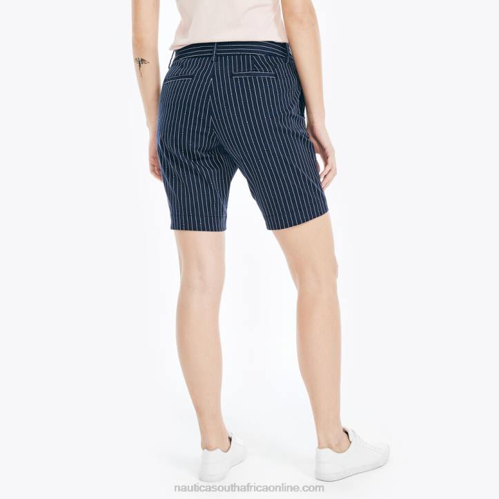 Stellar Blue Heather Women10\" Stretch-Twill Printed Striped Short Nautica 6LZP764