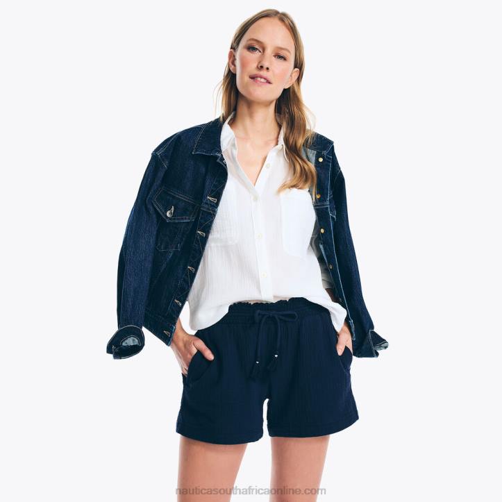 Stellar Blue Heather Women4.5\" Pull-On Smocked Short Nautica 6LZP939