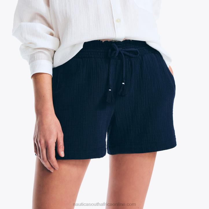 Stellar Blue Heather Women4.5\" Pull-On Smocked Short Nautica 6LZP939