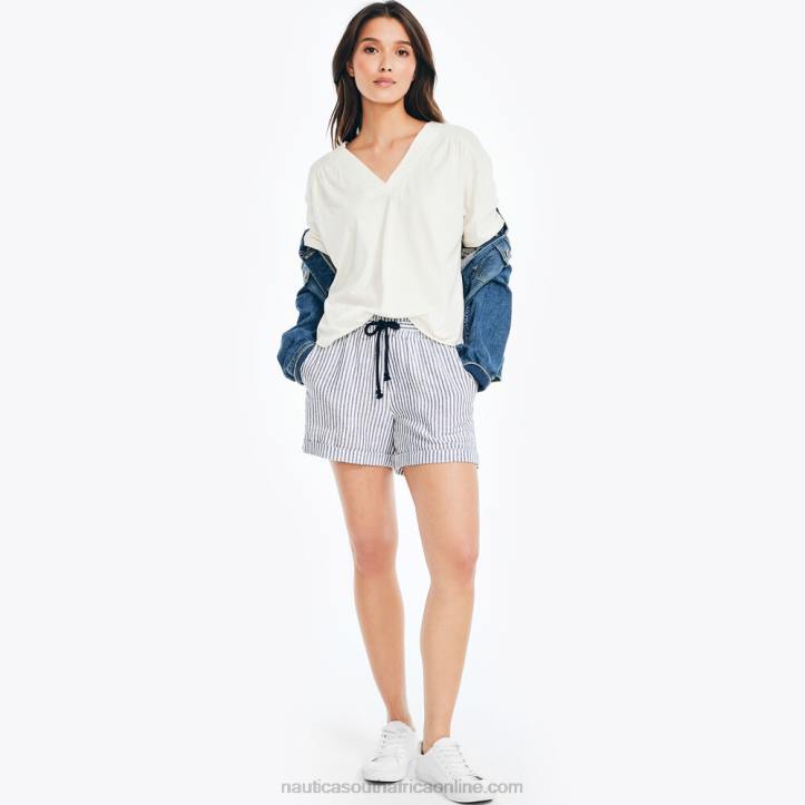 Stellar Blue Heather Women4.5\" Sustainably Crafted Pull-On Striped Short Nautica 6LZP766