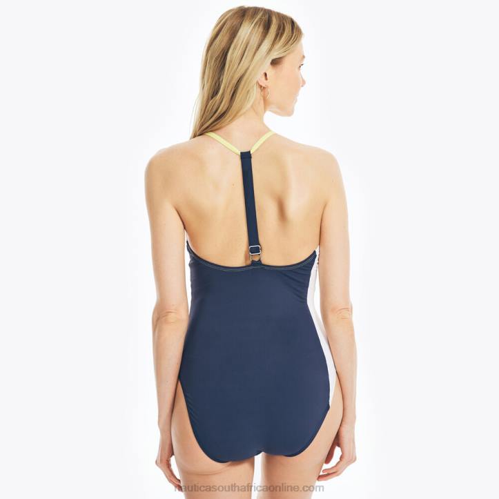 Blazing Yellow WomenColorblock Quarter-Zip One-Piece Swim Nautica 6LZP1026