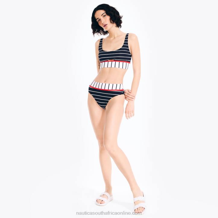 Stellar Blue Heather WomenStriped Fold-Over Swim Brief Nautica 6LZP981