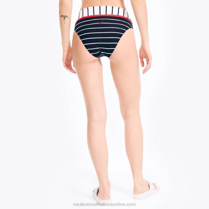 Stellar Blue Heather WomenStriped Fold-Over Swim Brief Nautica 6LZP981