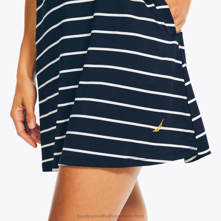 Stellar Blue Heather WomenStriped Swim Cover-Up Dress Nautica 6LZP976