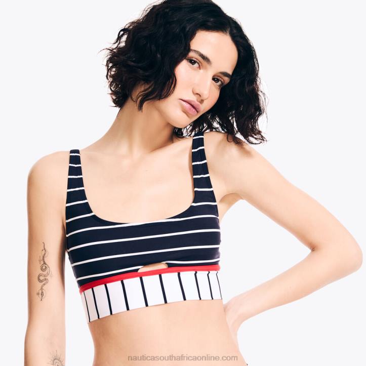 Stellar Blue Heather WomenStriped Swim Top Nautica 6LZP908