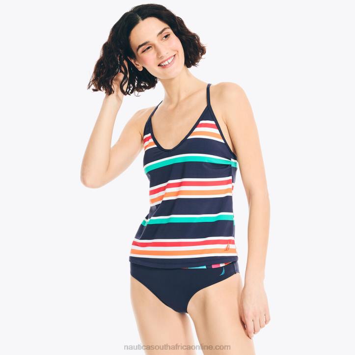 Stellar Blue Heather WomenStriped Tankini Swim Nautica 6LZP847