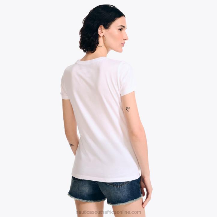 Bright White WomenSustainably Crafted Chest-Stripe Graphic T-Shirt Nautica 6LZP858