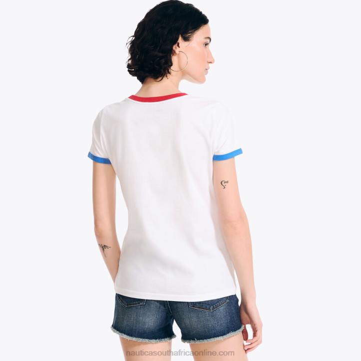 Bright White WomenSustainably Crafted Chest-Stripe Logo Graphic T-Shirt Nautica 6LZP863