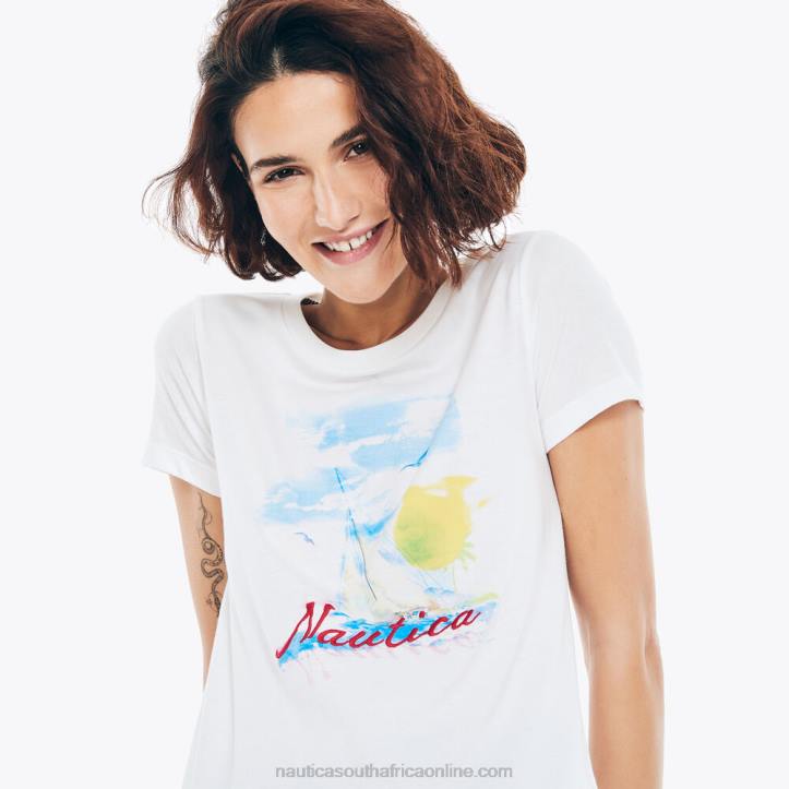Bright White WomenSustainably Crafted Ocean Vibes Graphic T-Shirt Nautica 6LZP768