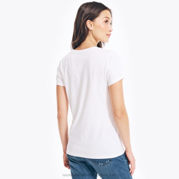 Bright White WomenSustainably Crafted Sequin Logo Graphic T-Shirt Nautica 6LZP1038