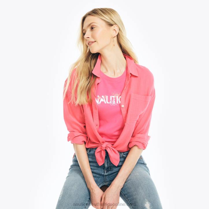 Cabana Pink WomenSustainably Crafted Floral Foil Logo Graphic T-Shirt Nautica 6LZP795