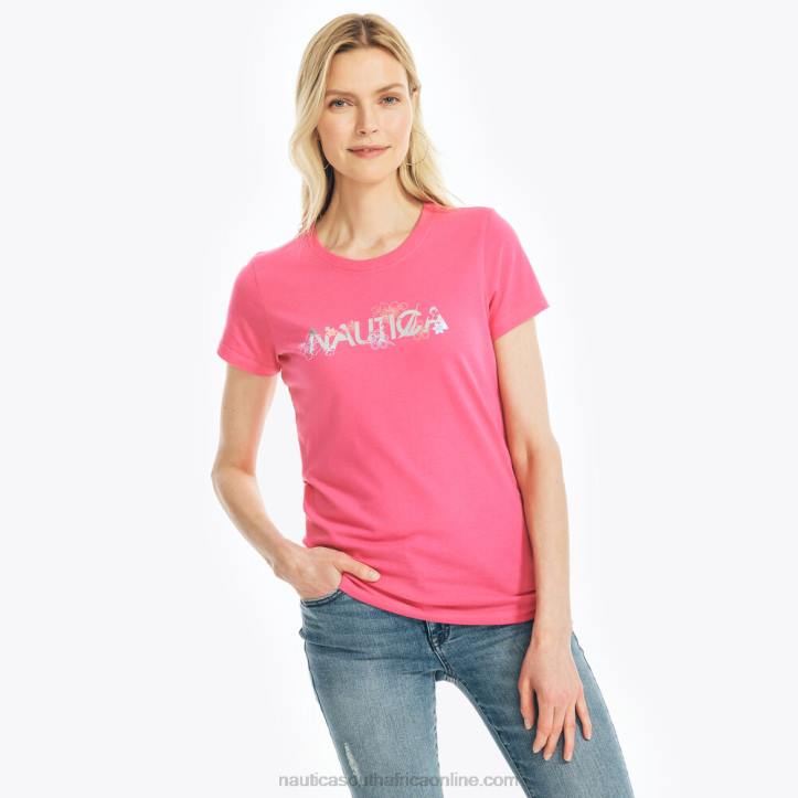 Cabana Pink WomenSustainably Crafted Floral Foil Logo Graphic T-Shirt Nautica 6LZP795