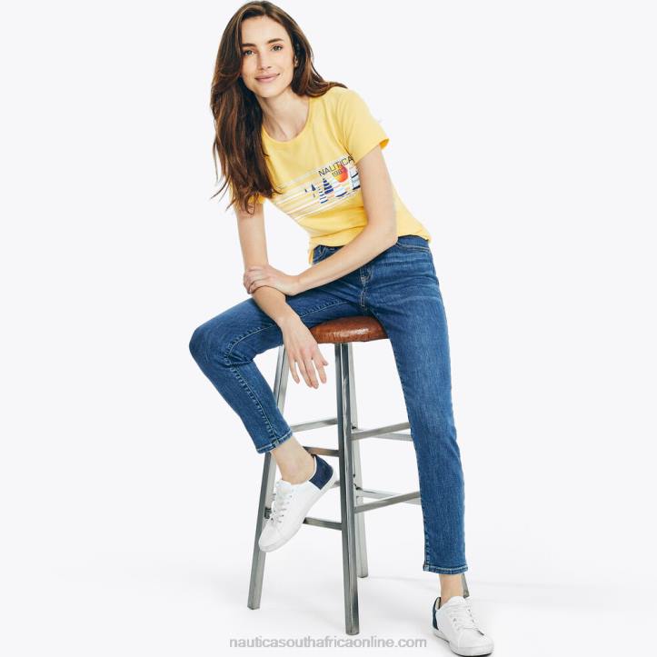 Cornsilk WomenSustainably Crafted Striped Sailboat Graphic T-Shirt Nautica 6LZP1043