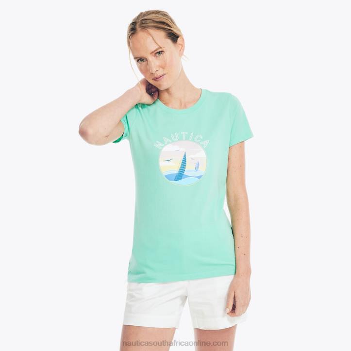 Mint Spring WomenSustainably Crafted Sailing Graphic T-Shirt Nautica 6LZP806