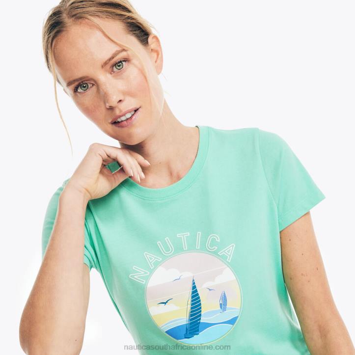 Mint Spring WomenSustainably Crafted Sailing Graphic T-Shirt Nautica 6LZP806
