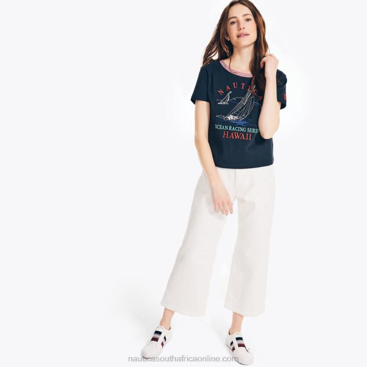 Navy WomenCropped Logo Graphic T-Shirt Nautica 6LZP869