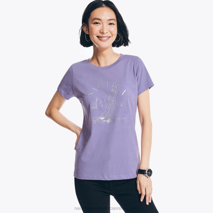 Ocean Violet WomenGlitter Sailboat Graphic T-Shirt Nautica 6LZP995