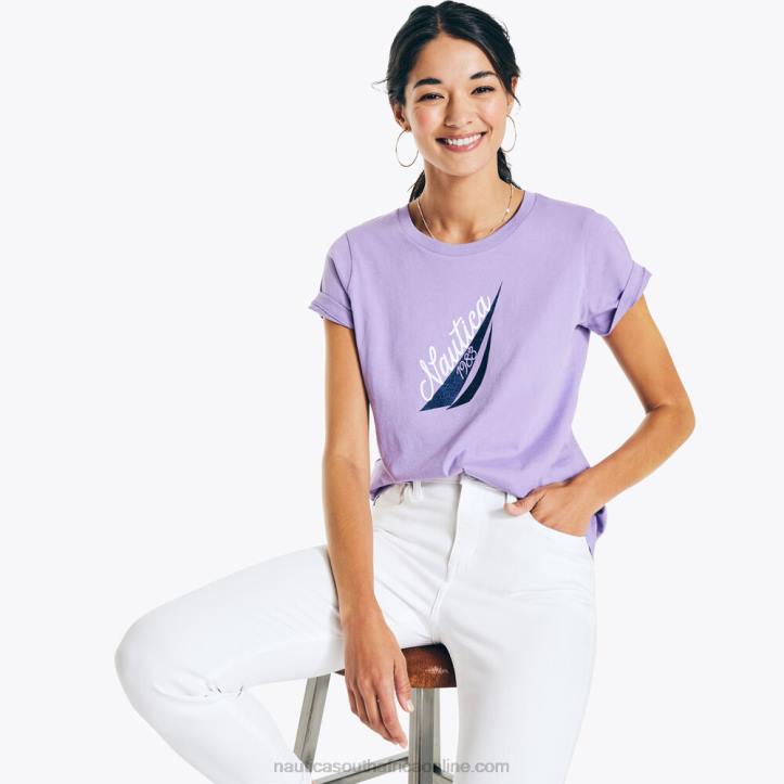Ocean Violet WomenJ-Class Glitter Puff Logo Graphic T-Shirt Nautica 6LZP1029
