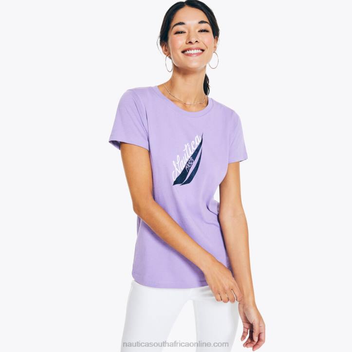 Ocean Violet WomenJ-Class Glitter Puff Logo Graphic T-Shirt Nautica 6LZP1029