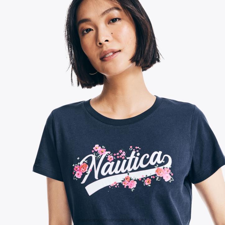 Stellar Blue Heather WomenFloral Logo Graphic T-Shirt Nautica 6LZP998