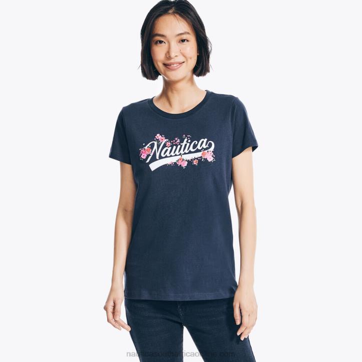 Stellar Blue Heather WomenFloral Logo Graphic T-Shirt Nautica 6LZP998