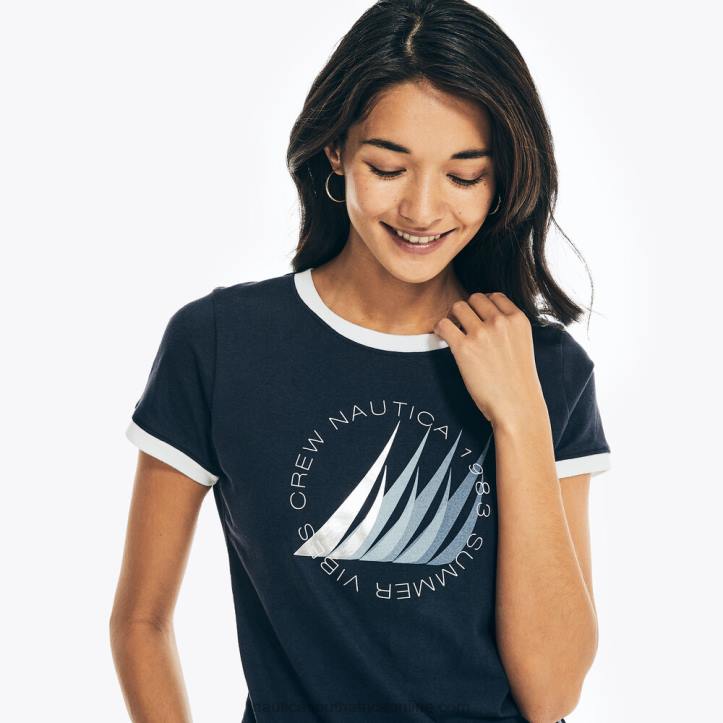 Stellar Blue Heather WomenFoil Logo Graphic T-Shirt Nautica 6LZP1002