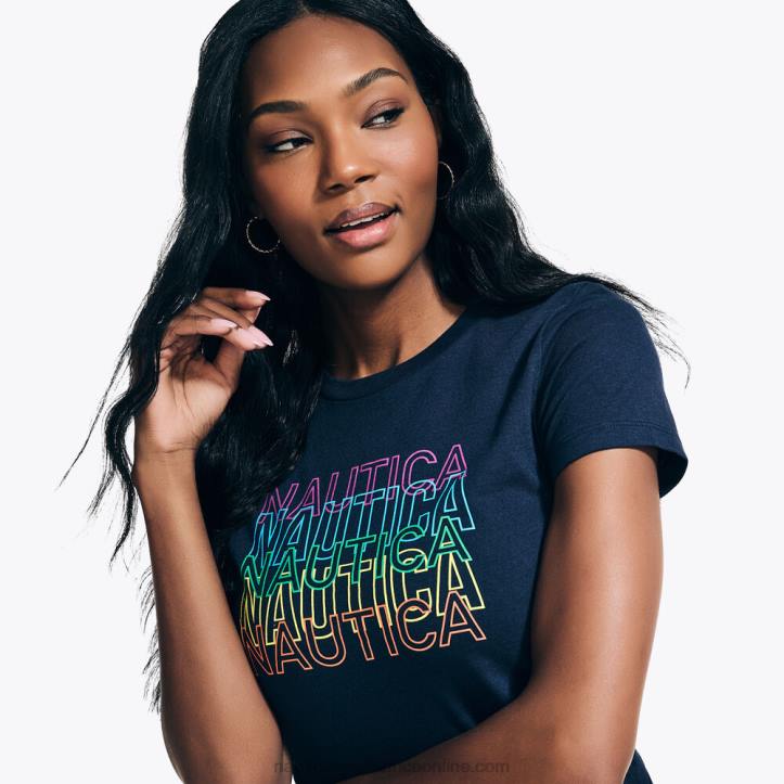Stellar Blue Heather WomenSustainably Crafted Pride Logo T-Shirt Nautica 6LZP966